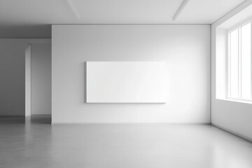 Fototapeta premium Minimalist Living Room with Blank TV on White Wall and Contemporary Furniture