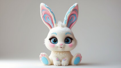 Adorable flat animal featuring a small voodoo bunny designed for kids, a cute character.