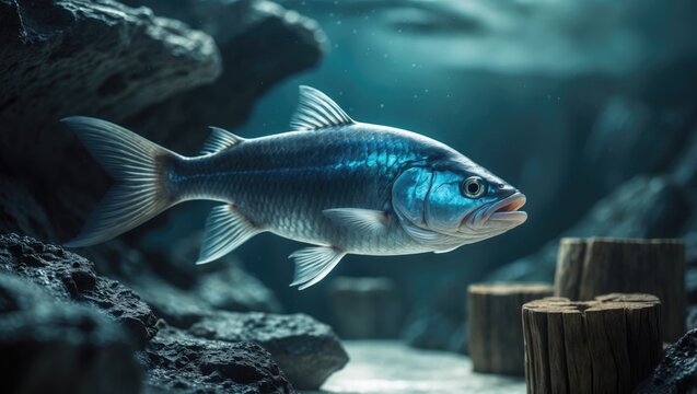Fish under water, Hydrocynus goliath, Goliath tigerfish