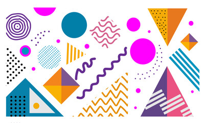 Obraz premium Trendy Memphis Style Geometric Icons Modern Abstract Geometric Shapes Collection