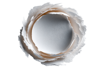 Creative torn paper design with a circular focal point