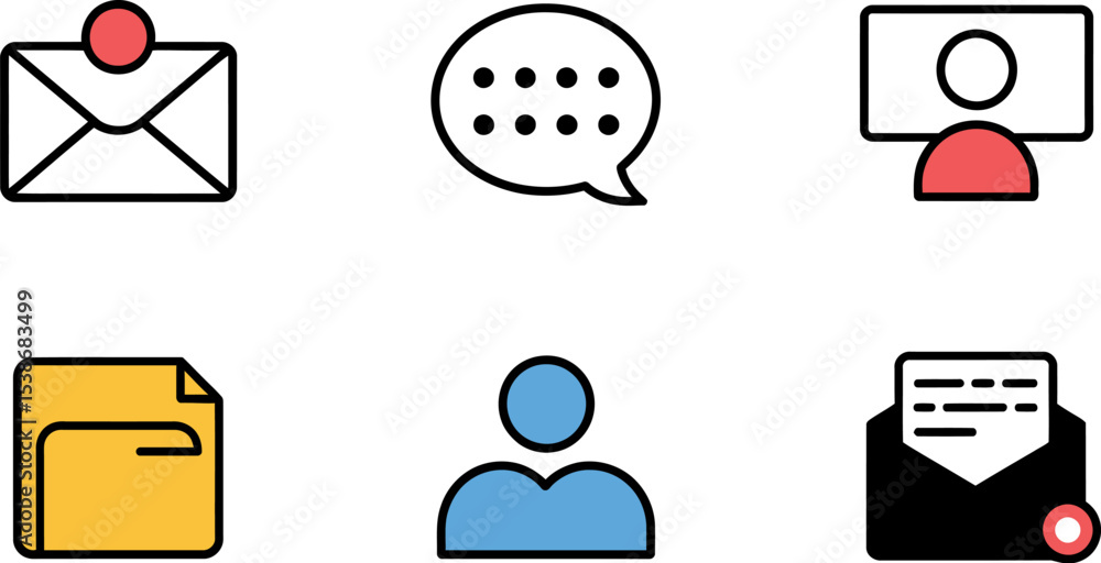 Fototapete Vector icons for email message chat user file and notification for ui design and web development editable stock vector illustration