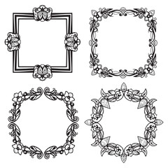 Unique Decorative Vector Floral Frames Set Collection
