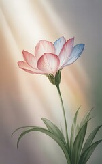 Obraz premium Translucent Flower with Pink and Blue Petals Bathed in Soft Light in a Dreamlike Style