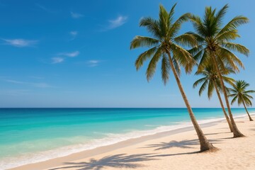 Obraz premium Stunning panorama of a pristine coastal area with crystal-clear waters and sandy shores