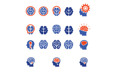 Obraz premium Brain degenerative deseases, memory loss related icon set