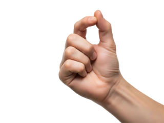 Human Hand Pinching Gesture with Fingers Transparent Background