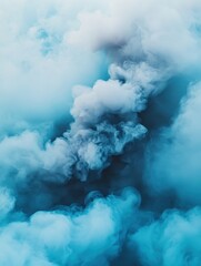 Obraz premium Misty Blue Haze. A Textured Cloudscape Blending Soft Fog and Ethereal Skies