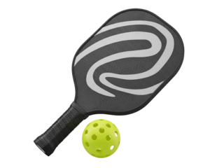 Pickleball Paddle and Ball Transparent Background Sports Equipment Concept