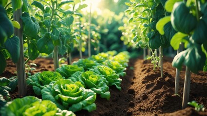 Fresh young organic salad from a home vegetable garden