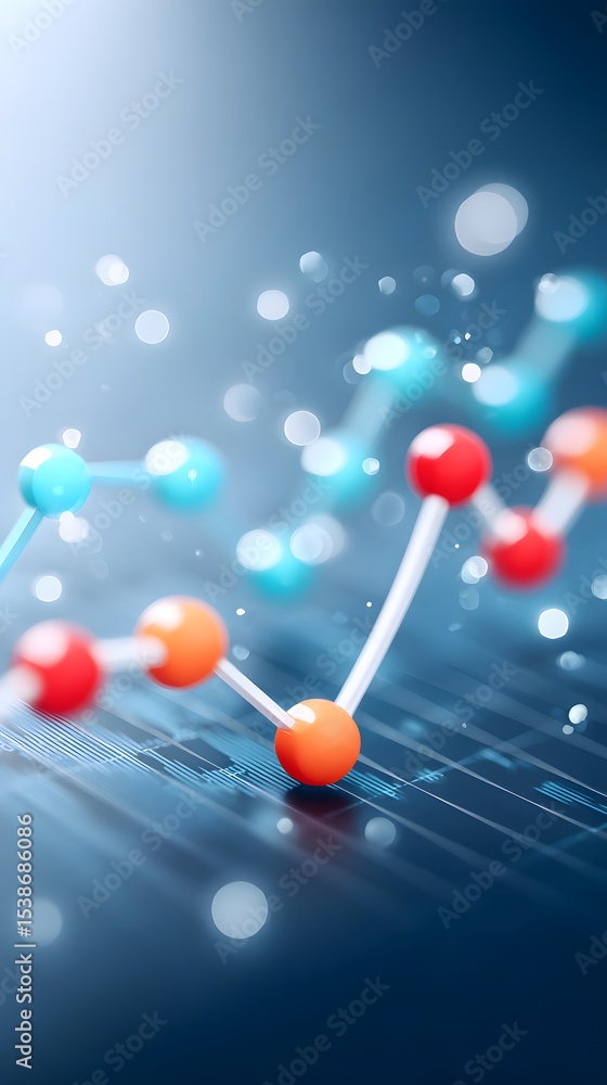 Aufkleber a stylized representation of a molecular structure with colorful atoms connected by bonds, set again
