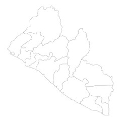 Liberia map in region administrator. Map of Liberia region administrator in white color