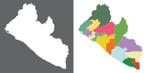 Liberia map in set. Map of Liberia in multicolor set