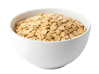 Oat Flakes in Ceramic Bowl Transparent Background Healthy Breakfast Food Concept
