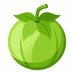 Fresh Green Tomato Illustration with Leaves and Stem a Vibrant and Healthy Food Image Perfect for Recipes Gardening or Vegetarian Concepts Isolated on White Background