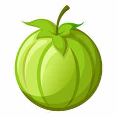 Illustration of a Fresh Green Apple with Stem and Leaves a Healthy and Delicious Fruit Perfect for Food and Nutrition Related Projects Isolated on White