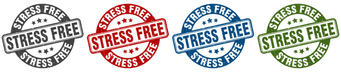 stress free stamp. stress free round stamp set isolated on white background