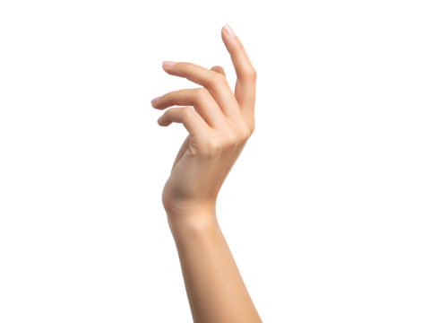 Young Woman’s Hand Transparent Background Feminine Skin and Gesture Concept