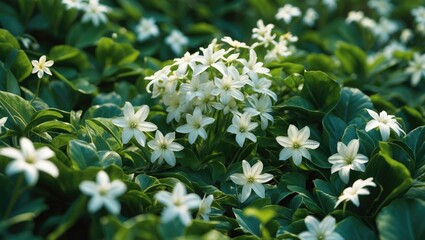 White Wrightia flower on tropical garden background