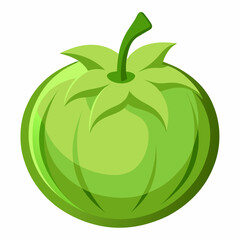 Illustration of a Green Tomatillo with Stem and Husk Leaves Perfect for Mexican Cuisine Healthy Eating or Garden Themed Designs Isolated on White Background for
