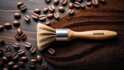 Wooden Handle Coffee Grinder and Espresso Machine Cleaning Brush for Kitchen Maintenance