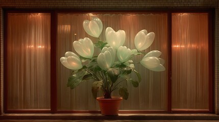 Night Bloom: A Serene Display of Heart-Shaped Balloons