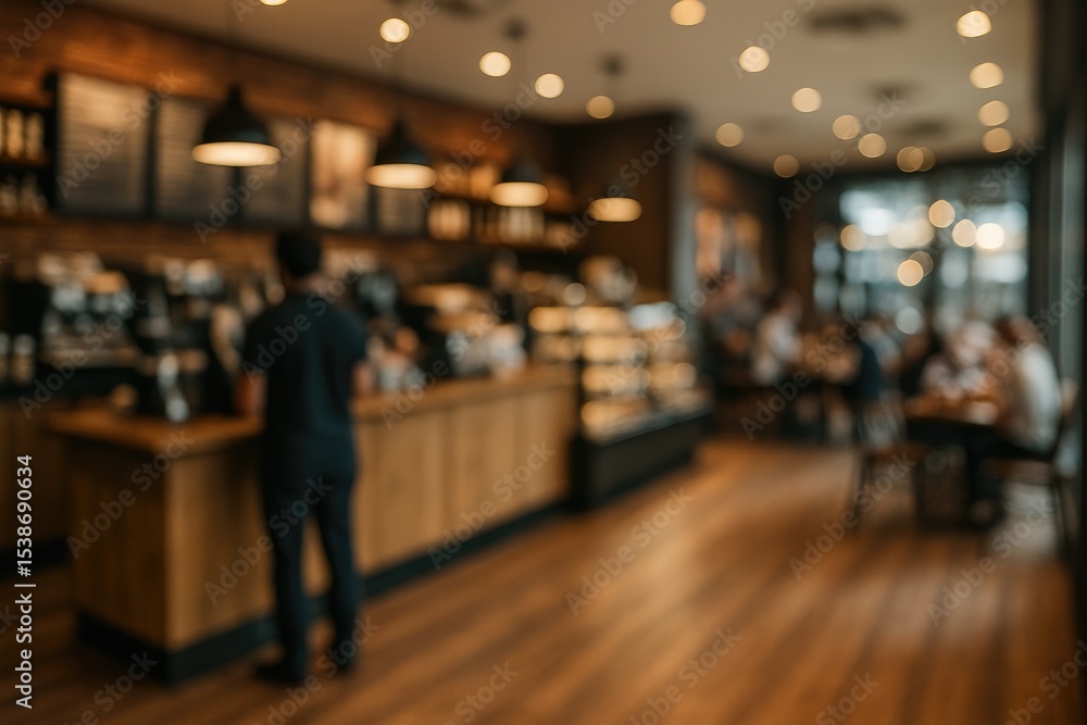 Poster bokeh effect with a blurred coffee shop scene