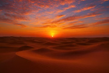 Gordijnen Vibrant evening sky over arid landscape © Kultivad