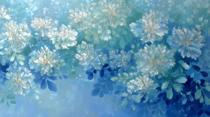 Serene Blue Floral Canvas: A Dreamy Watercolor Painting