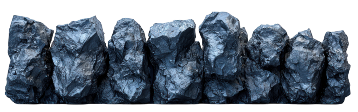 Glossy, jagged dark rocks abut against a black backdrop