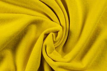 Rich yellow fabric background, pattern and macro texture
