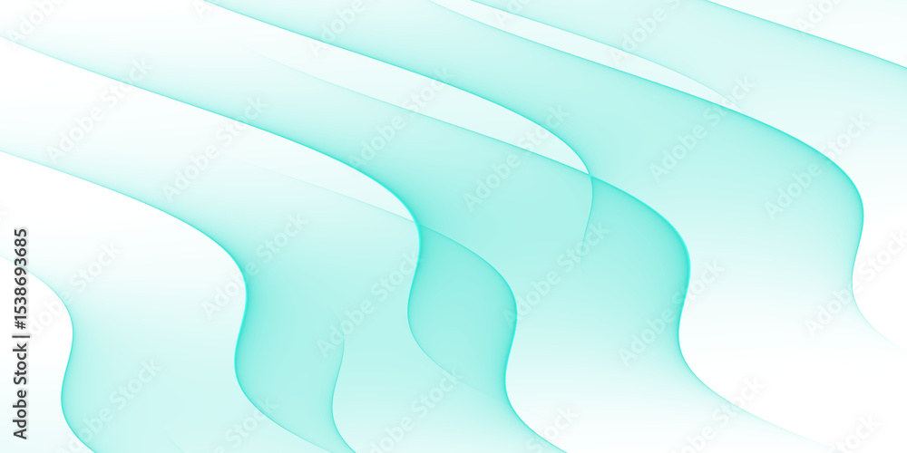 Poster abstract aqua background with distorted edges and faint curved lines in the center area view