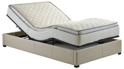 Adjustable bed in a modern design with a quilted mattress.