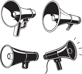 electric megaphone silhouette set vector illustration black color
