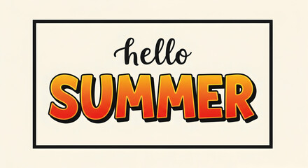 Hello Summer Retro Typography Design Hot Orange Gradient Text Graphic