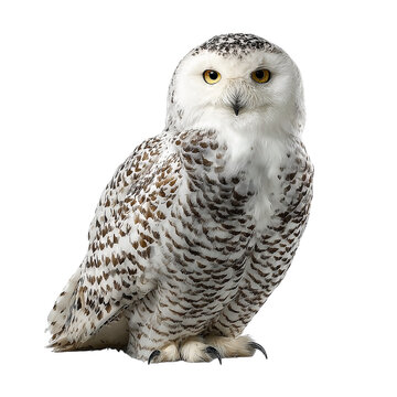 **Title:** Majestic Snowy Owl on Black Background