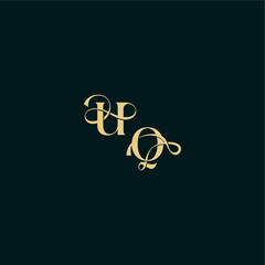 elegant and curvy style monogram UQ bold concept design letter wedding logo initial