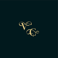 elegant and curvy style monogram VC bold concept design letter wedding logo initial