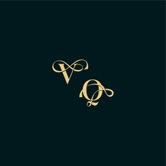 elegant and curvy style monogram VQ bold concept design letter wedding logo initial