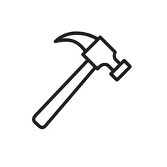 Minimalist Claw Hammer Icon Line Art Vector Illustration.