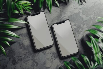 Clear Pixel Image of Changeable High Quality Two Phone Screen Mockups Design Templates