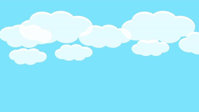 ループで流れるシンプルな雲のイラスト動画