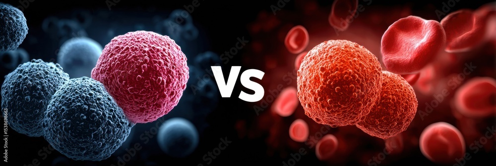 Poster Visual Comparison Showing Leukemia Cells in Children Versus Lymphoma Cells With Detailed Cellular Structures and Color Differentiation