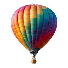 **Title:** Vibrant Hot Air Balloon Soars Against the Sky