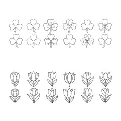 Black and white floral and shamrock vector illustrations perfect for st patricks day designs