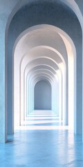 Obraz premium Minimalist Passageway with Architectural Arches Beneath Soft Illumination