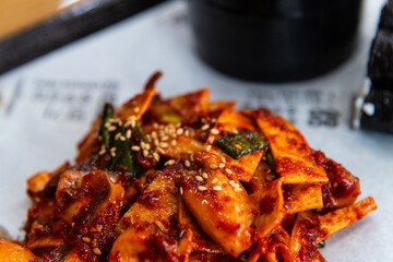 boiled squid seasoned with spicy sauce
