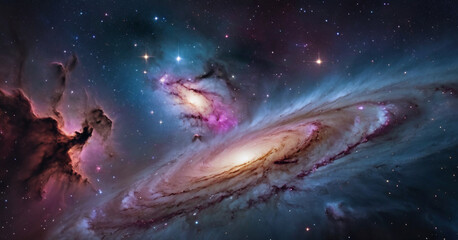 Obraz premium northern lights in the night and galaxy