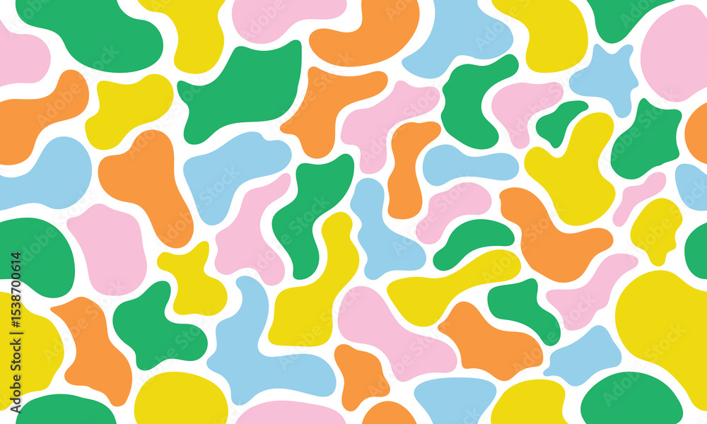 Aufkleber collection of abstract colorful doodle blobs seamless patterns geometric on white background. cute d