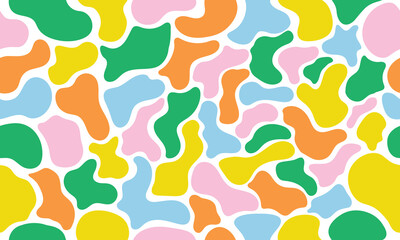 collection of abstract colorful doodle blobs seamless patterns geometric on white background. cute doodles shapes for fun kids or childish decoration